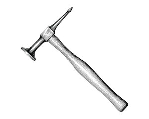 Hammer hand drawing vintage style isolate on white background