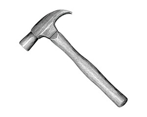 Hammer hand drawing vintage style isolate on white background