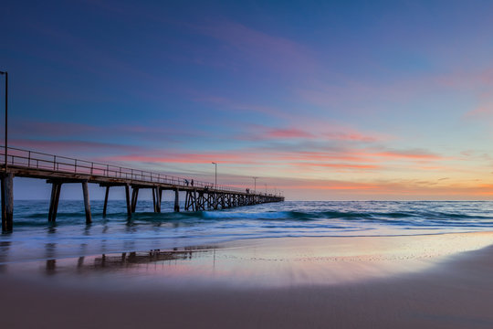 A Sunset At Port Noarlunga Beach In South Australia