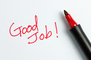 Good job text with red marker pen