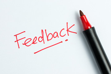 Feedback text with red marker pen