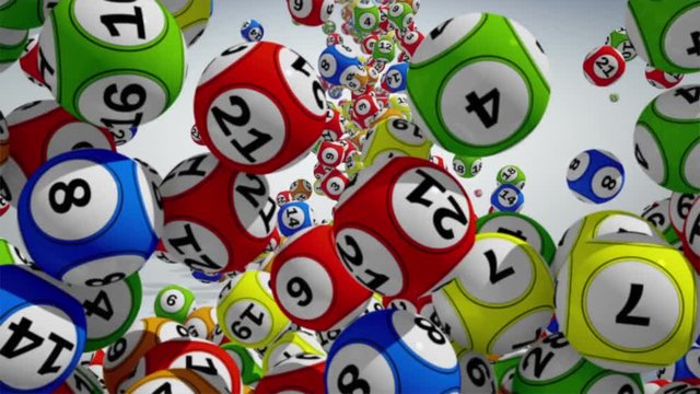 Falling lottery balls. 3D rendered video