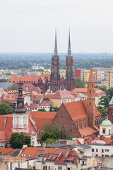 Fototapeta premium Aerial view on old town, Lower Silesia, Wroclaw, Poland