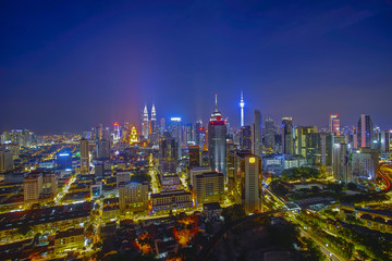 Naklejka premium Kuala Lumpur, Malaysia City Center skyline at night.