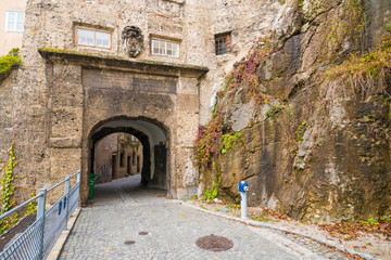 Innere Steintor (Inner Stone gate) on Steingasse was built in 1280, extended during  in 1634. The oldest gate of Salzburg, Austria