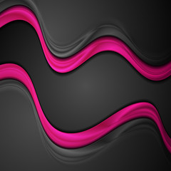 Abstract pink and black smooth waves background