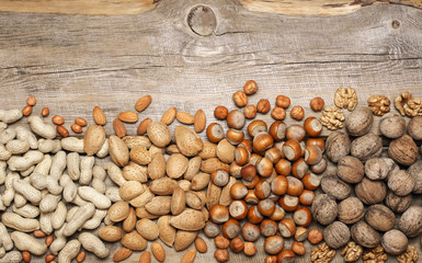 Variety nuts on old wood