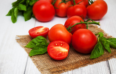 Fresh tomatoes on a table
