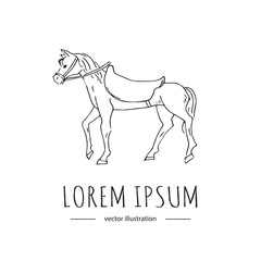 Hand drawn doodle Horse icon Vector illustration isolated symbol on white background Cartoon equestrian element, equine, nag, hoss, hack, knight, saddle, monted, mount, ride, pony