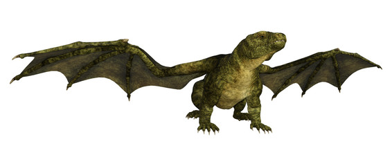 3D Rendering Fantasy Dragon on White