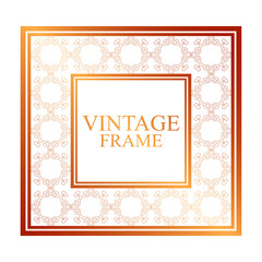 Vintage ornamental golden frame. Luxury elegant ornament. Flourished border. Element for brochures. Template for design. Vector illustration