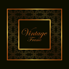 Retro ornamental golden frame. Flourished ornate border. Luxury elegant ornament. Vintage element. Template for design. Vector illustration