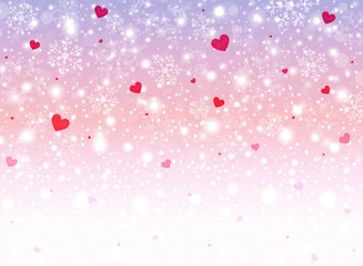 Red Valentine day background with hearts snowflakes illustration vector, flying banner eps10