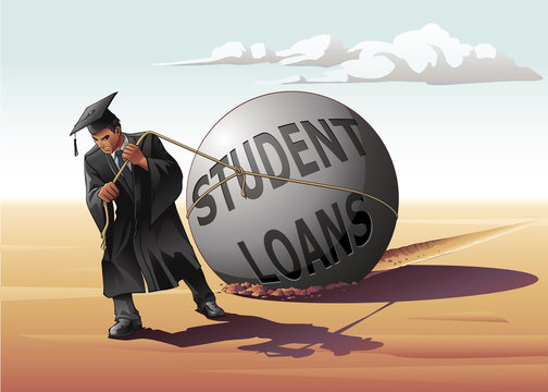 Man Dragging Student Loans