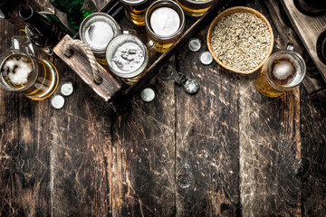 Fresh beer with green hops and malt.