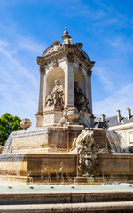 Fototapeta na wymiar The Fountain Saint-Sulpice or Fountain of the Four Bishops. Paris, France