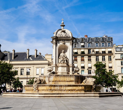  The Fountain Saint-Sulpice or Fountain of the Four Bishops. Paris, France