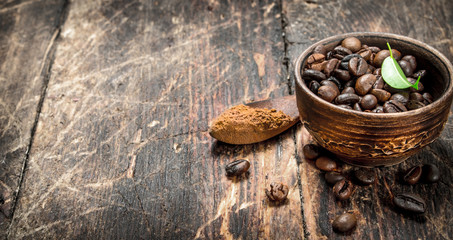 Coffee beans in a bowl.