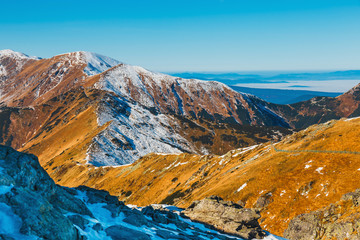Fototapeta premium autumn mountain landscape, Red Peaks in Tatra Mountains