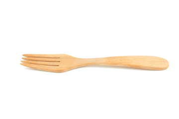 wooden fork isolated on white background