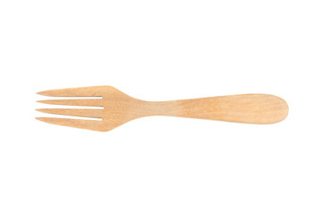 wooden fork isolated on white background