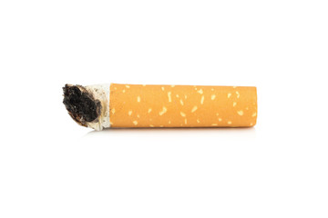 Cigarette butt isolated on white background