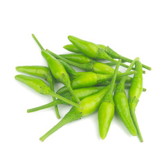 Thai pepper green isolated on white background