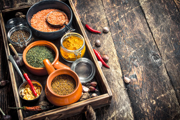 Various spicy spices and herbs.