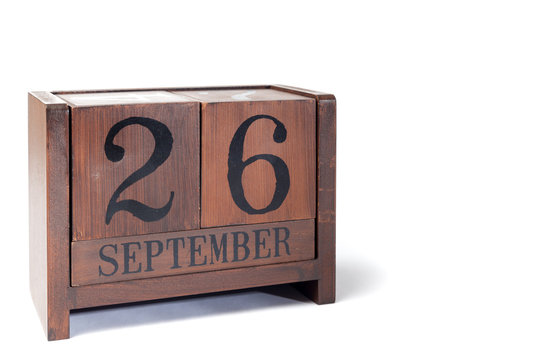 Wooden Perpetual Calendar set to September 26th