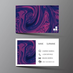 Modern business card template design. With inspiration from the abstract. Contact card for company. Two sided black and purple on the gray background. Vector illustration. 