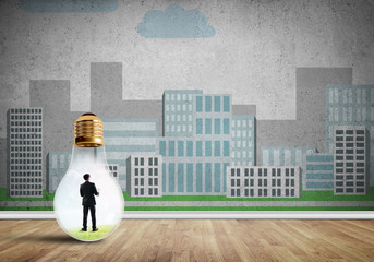 Businessman trapped in bulb