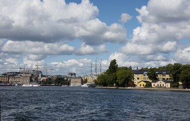 Fototapeta premium Landmarks at the waterfront of Stockholm