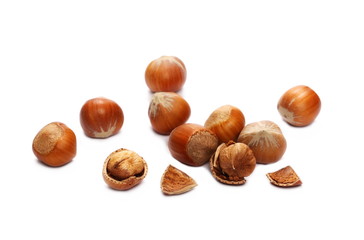 hazelnuts isolated white background