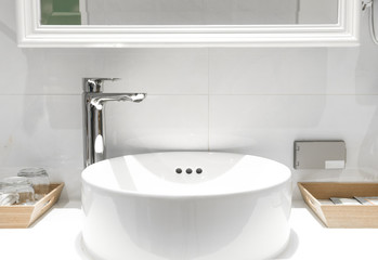 Bathroom interior with sink and faucet