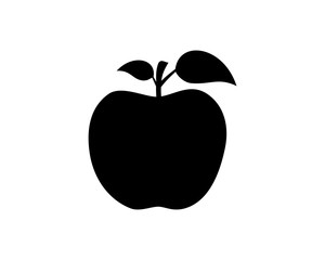 Black Apple Fresh Fruits Symbol Vector Silhouette