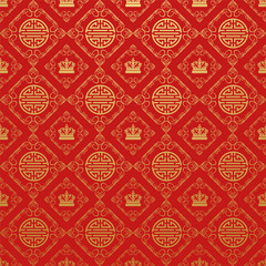 Red background. Chinese and Japanese style. Vector