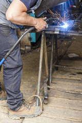 Welding work going on at a repair