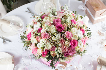 Beautiful decoration tables with flowers
