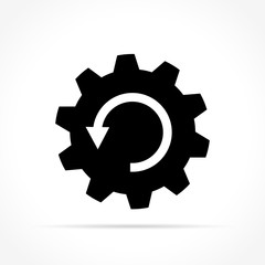 arrrow in gear icon on white background