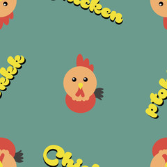 chicken cute seamless pattern background