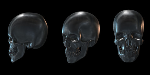 metal material skull.3D rendering