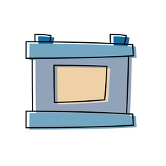 Car battery isolated cartoon