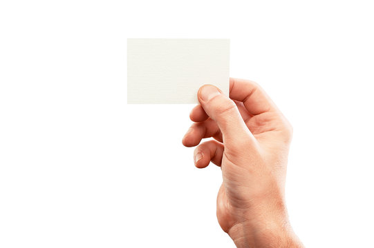 Male Hand Holding Business Card