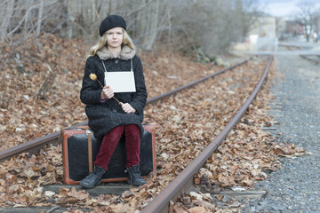 Mädchen, Koffer, Reise