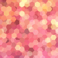 Fototapeta na wymiar Geometric pattern, vector background with hexagons in pink, orange, yellow tones. Illustration pattern