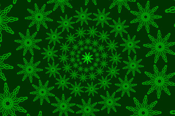 Naklejka na ściany i meble Abstract vector pattern - green - snowflake, flower, star, sun