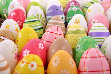 Fototapeta na wymiar Easter holidays have very characteristic accents which are Easter eggs and expressive and joyful colors.
