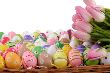 Decoration for the Easter holiday in which I mainly find Easter eggs and weed tulips.
