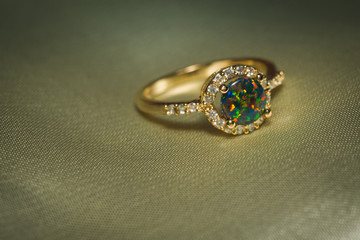 Gold Ring with Green Opal