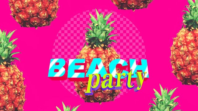 
Beach party. Musical style. Pop art minimal
